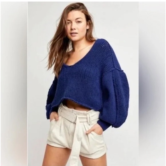 Free People Sweaters - Free People Blue Cropped Sweater